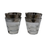 Set of 4 Silver Rimmed Rocks Glasses