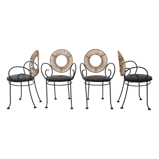 Rattan & Iron Chairs by Arthur Umanoff, 1960s
