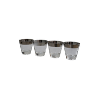 Set of 4 Silver Rimmed Rocks Glasses