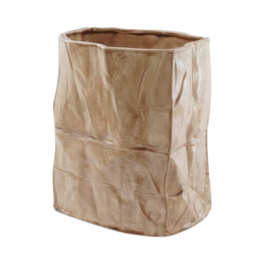 Ceramic Crinkle Paper Bag Vase