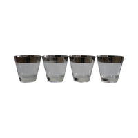 Set of 4 Silver Rimmed Rocks Glasses