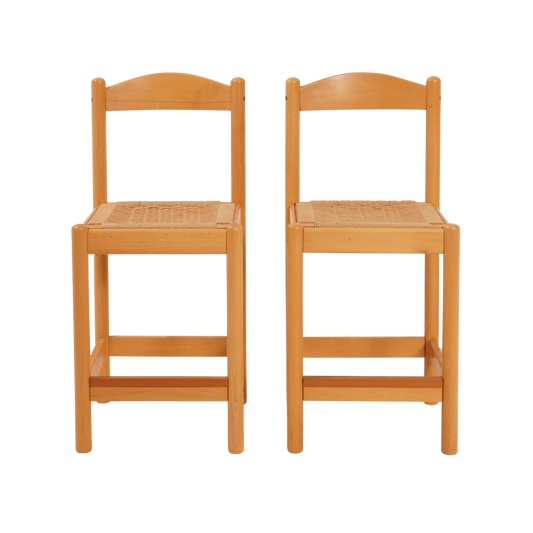 Pair of Rush Seat Counter Stools