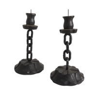 Pair of Sculpted Wood Candle Holders