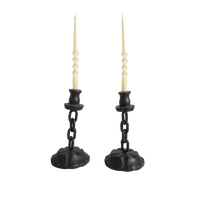 Pair of Sculpted Wood Candle Holders