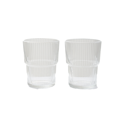 Pair of Ribbed Stacking Glasses