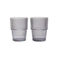 Pair of Ribbed Stacking Glasses - Smoked