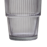 Pair of Ribbed Stacking Glasses - Smoked