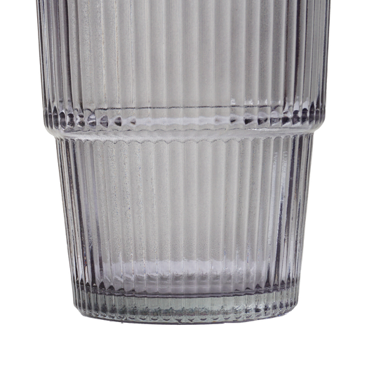 Pair of Ribbed Stacking Glasses - Smoked