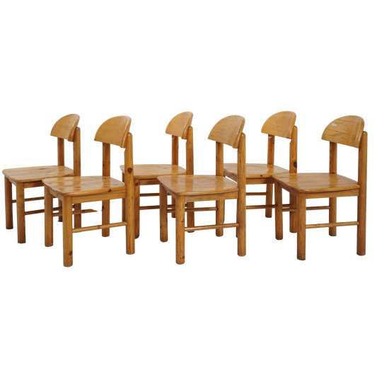 Set of 6 Pine Chairs, 1970s