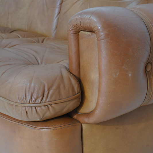 Tufted Leather Danish Sofa