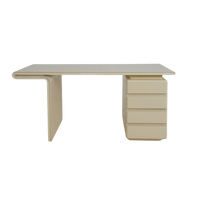 Cream Lacquered Curved Desk