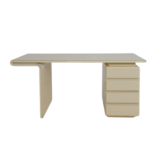 Cream Lacquered Curved Desk