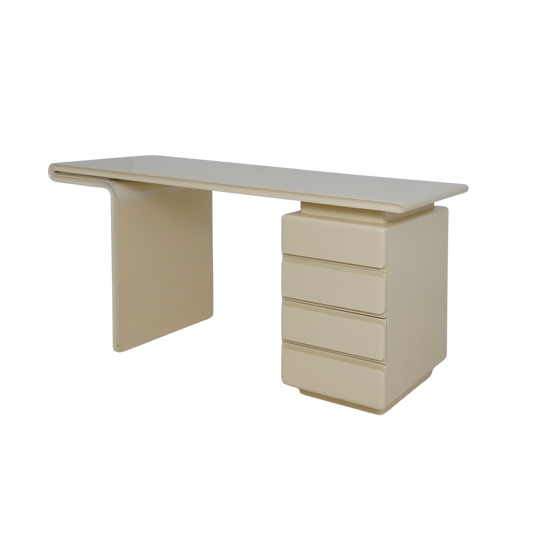 Cream Lacquered Curved Desk