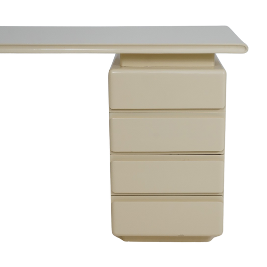 Cream Lacquered Curved Desk