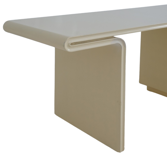 Cream Lacquered Curved Desk
