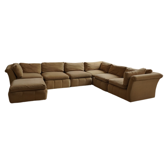 7 Piece Suede Modular Pit Sectional