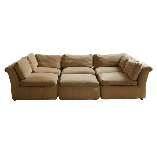 7 Piece Suede Modular Pit Sectional