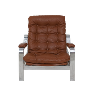 Tufted Vinyl & Chrome Recliner