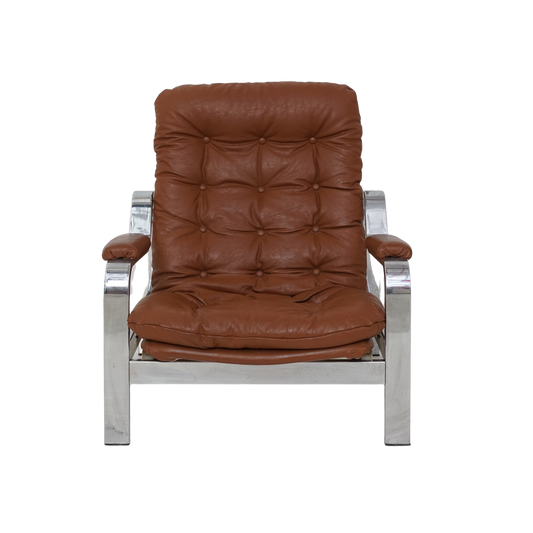 Tufted Vinyl & Chrome Recliner