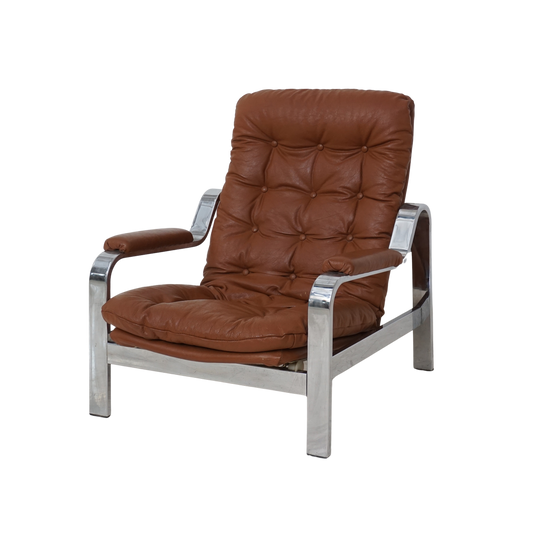 Tufted Vinyl & Chrome Recliner