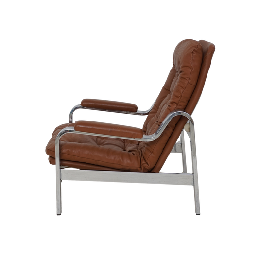 Tufted Vinyl & Chrome Recliner