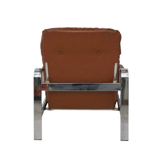 Tufted Vinyl & Chrome Recliner