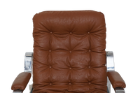 Tufted Vinyl & Chrome Recliner