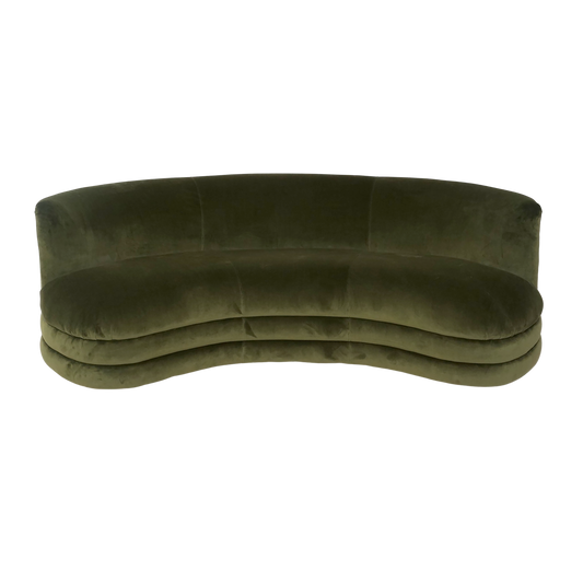 Curved Green Velvet Sofa