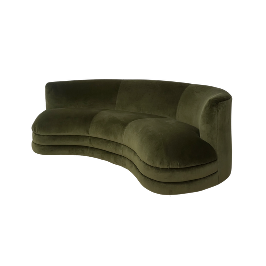 Curved Green Velvet Sofa