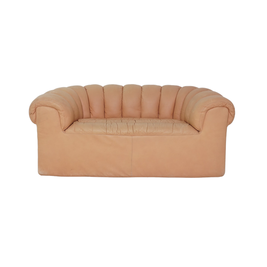 Leather Channel Back Loveseat