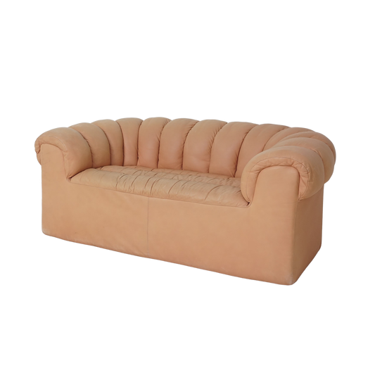 Leather Channel Back Loveseat