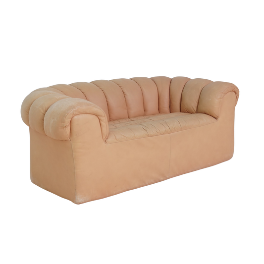 Leather Channel Back Loveseat