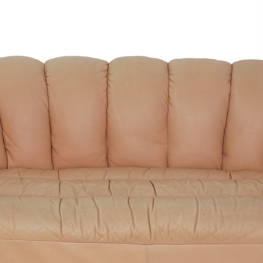 Leather Channel Back Loveseat