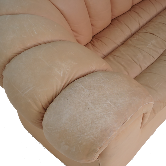 Leather Channel Back Loveseat