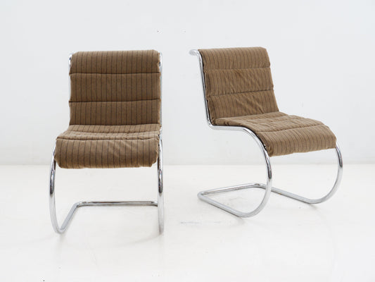 Chrome & Velvet Cantilever Chair, 1980s