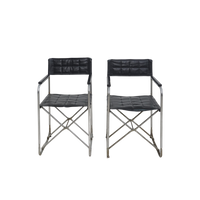 Pair of Vinyl & Steel Folding Chairs by Shigeru Uchida, 1960s