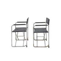 Pair of Vinyl & Steel Folding Chairs by Shigeru Uchida, 1960s