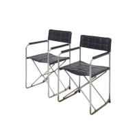 Pair of Vinyl & Steel Folding Chairs by Shigeru Uchida, 1960s