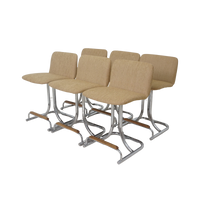 Set of 6 Tubular Chrome Swivel Barstools