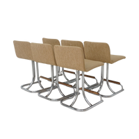 Set of 6 Tubular Chrome Swivel Barstools