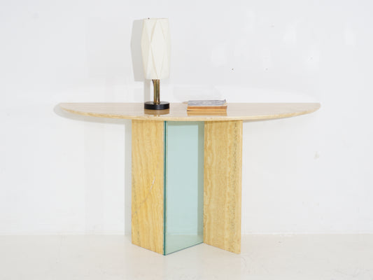 Stone Demilune Console Table, 1980s
