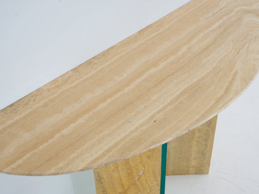 Stone Demilune Console Table, 1980s