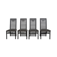 Set of 4 Geometric Ladder Back Chairs