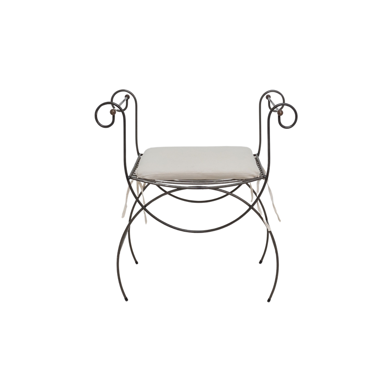Metal Scroll Curule Bench