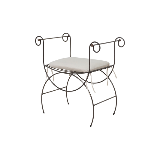 Metal Scroll Curule Bench