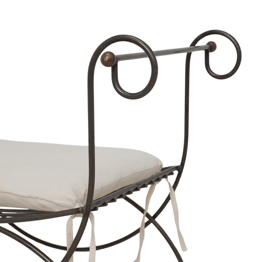 Metal Scroll Curule Bench