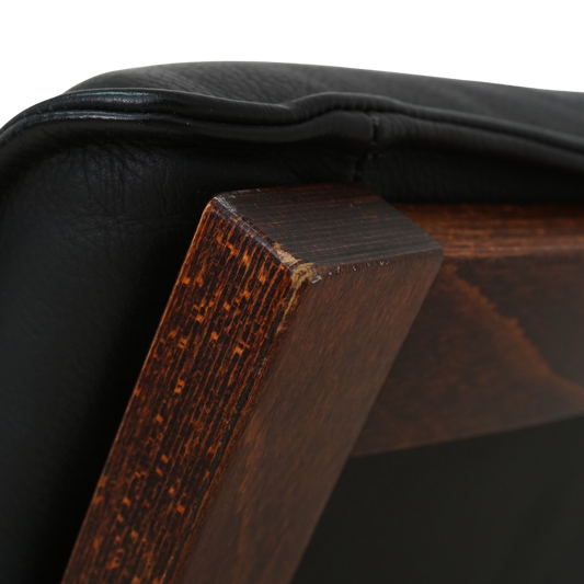 Pair of Beech and Leather Lounge Chairs