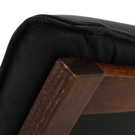 Pair of Beech and Leather Lounge Chairs