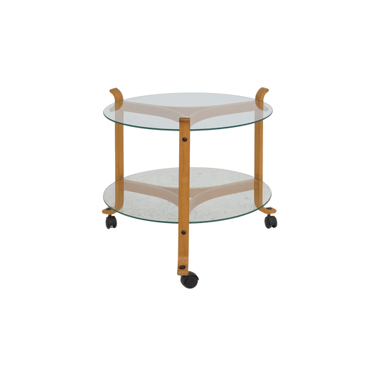 Danish Beech and Glass Two-Tier Table