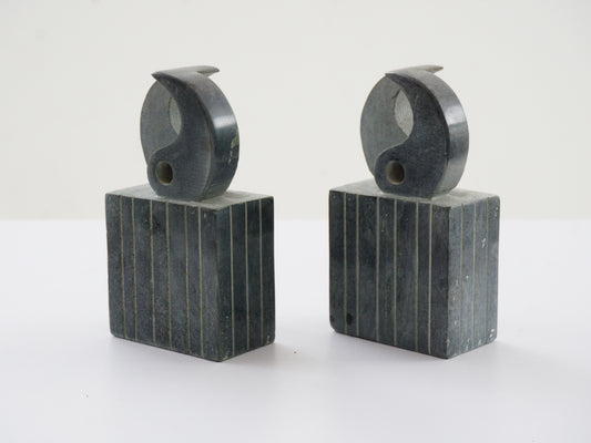 Pair of Gray Stone Bookends, 1970s